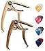 Finrezio 2 Pcs Classical Guitar Capos with 8 Pcs Guitar Picks for Acoustic Guitar (2 Pcs Wood Color)