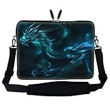 Meffort Inc 17 17.3 inch Neoprene Laptop Sleeve Bag Carrying Case with Hidden Handle and Adjustable Shoulder Strap - Blue Dragon