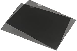 PATIKIL L Type Folders 12 Pack A4 Plastic File Project Pockets Clear Paper Document Jacket Sleeve for Office, Black