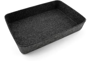 Three by Three Seattle Felt·Like·It! 10.5 x 7.5 Inch Felt Storage Bin for Office, Craft Room, Classroom, Living Room, Bedroom Storage (Charcoal)