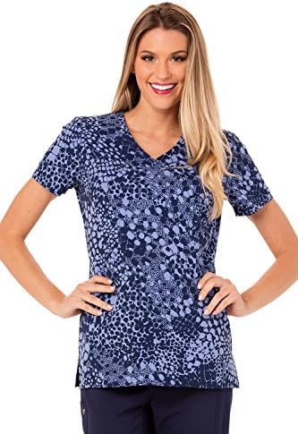 Careisma By Sofia Vergara Women's V-Neck Animal Print Scrub Top Small Print