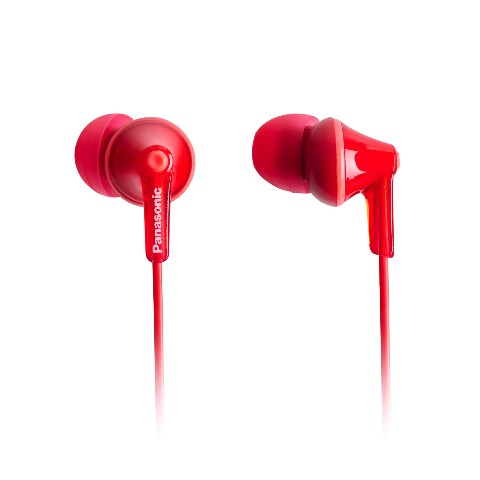 Panasonic RP-HJE125E-R Ergofit In Ear Wired Earphones with Powerful Sound, Comfortable Non-Slip fit, Includes 3 Sized Ear Buds - Red