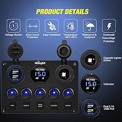 Nilight 90101E 5Gang Multi-Function 5 Gang Rocker