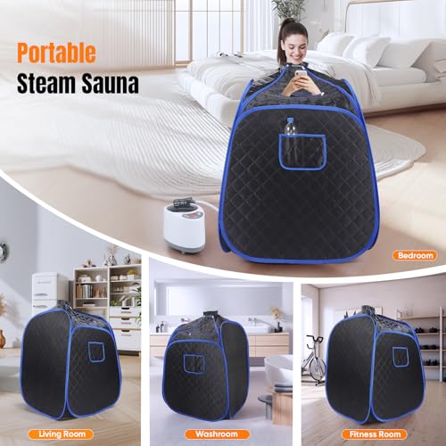 Portable Steam Sauna Home Spa Cabin with 2.6L Steam Generator, Remote Control and Timer for Detoxification, Pain Relief and Relaxation