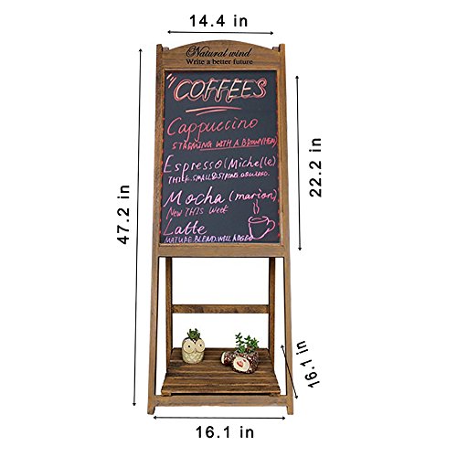 LED Message Writing Board, 22'' x 15 '' Wood Bottom Flower Shelf Restaurant Menu Sign, Flashing Illuminated Erasable Neon with Remote Controlled, Multiple Colors, Flash Modes (Coffee)