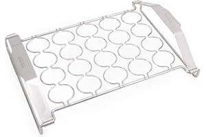 Everdure Grilling Oyster Rack: Brushed Stainless Steel, Easy Grip Handles, Fits 20 Oysters, Premium BBQ Tray for Grilling Appetizers, Shrimp, Scallops, Mushrooms, Peppers, and More, Silver