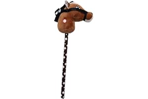 Luwecf Stick Horse Hobby Horse, Portable Interactive Stick Horse Riding Toy, Plush Animal Head for Indoors, Cosplay, dark bro