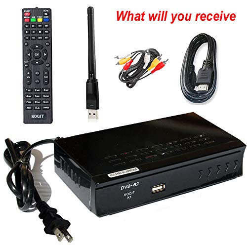 Koqit Free to Air DVB-S2X DVB-S2 FTA Satellite Receiver Galaxy 19 Clear TV Tuner Satellite TV Receiver Mini Digital Tv Box Sat Decoder USB WiFi YouTube Recording to USB Media Player