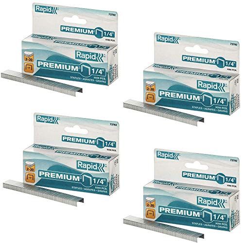 Rapid Premium 1/4" Staples - 5,000/box (4 Boxes)