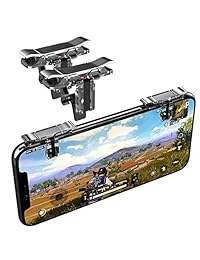 YOUNI - Controlador de juegos de teléfono móvil, disparador de botones sensibles y con borde para Fortnite, PUBG   1 par (L1R1) (plateado)
