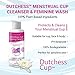DUTCHESS Foaming Menstrual Cup Cleanser & Feminine Wash (3.4 oz), pH Balanced Plant Based Ingredients, Safe for Silicone Feminine Care Period Cups & Discs