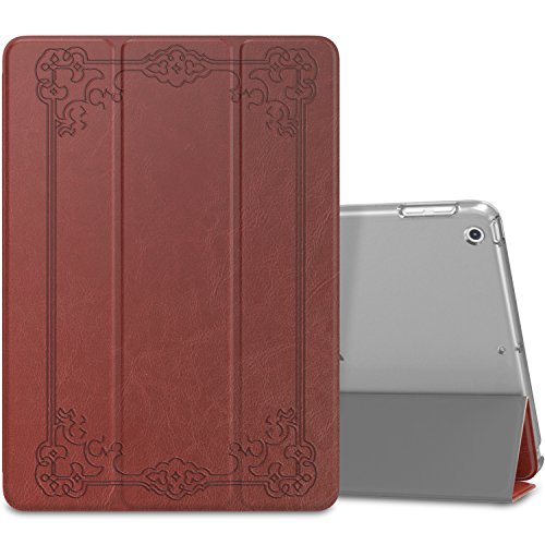 MoKo Case Fit iPad 9.7 2018/2017 - Slim Lightweight Smart Shell Stand Cover with Translucent Frosted Back Protector Fit Apple iPad 9.7 Inch (iPad 5, iPad 6), Vintage Style (Auto Wake/Sleep)