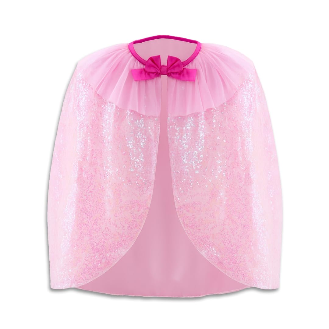 Liontouch - Queen Rosa Sparkly Sequin Cape | For Girls Aged 3-6 Years - One Size Fits Most | Glittering Pink Cloak For Princess Dress-Up, Pretend Play & Royal Costumes