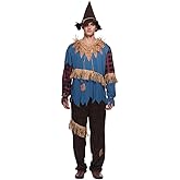 EraSpooky Men Scarecrow Costume Adult Halloween Straw Wizard Kit with Straw Hat
