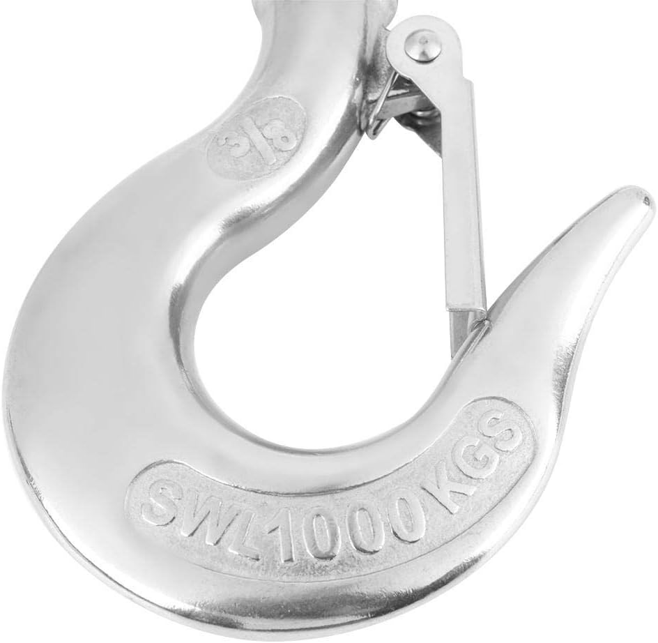POFET Stainless Steel Swivel Eye Hook with Latch Cargo Hook Chain Cargo
