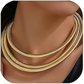 MSSIEJEW Chunky Choker Necklace for Women Gold Chunky Choker Snake Chain Statement Necklace Layered Choker Necklaces Jewelry for Women