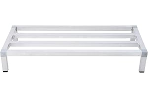 MOVECOM 48" x 14" x 8" Aluminum Dunnage Rack | 1000 Lb Capacity | Low Shelf for Off-Floor Storage In Restaurants, Kitchens, Supermarkets, and Grocery Stores