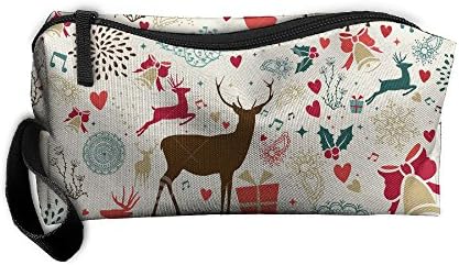 Vintage Christmas Reindeer Poster Makeup Cosmetics Pouch Travel Hanging Organizer Kit Bag