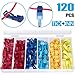 TICONN 120pcs T-Tap Wire Connectors, Self-Stripping Quick Splice Electrical Wire Terminals, Insulated Male Quick Disconnect Spade Terminals Assortment Kit with Storage Case (120)
