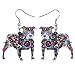 BONSNY Dog Collection “BUSTER” PIT BULL Dog Statement Acrylic Pop-Art Long Drop Dangle Women Earrings (Grey)