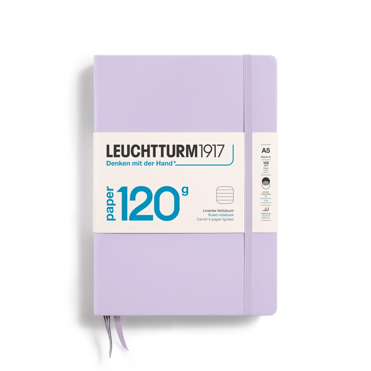 LEUCHTTURM1917 370339 Notebook Medium (A5) 120 g/m² Paper Edition, Hardcover, 203 Numbered Pages, Lilac, Lined