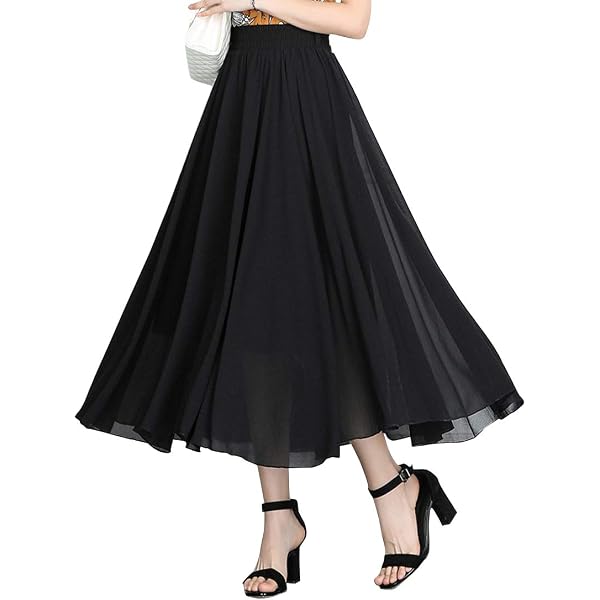 Afibi Women's Floral Chiffon Maxi Skirt - High Waisted Long Summer Beach Skirt