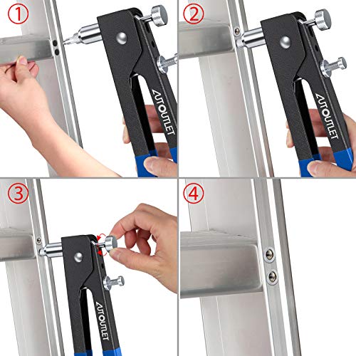 AUTOUTLET Professional Rivet Gun Pop Rivet Gun Kit with 86PCS M3/M4/M5