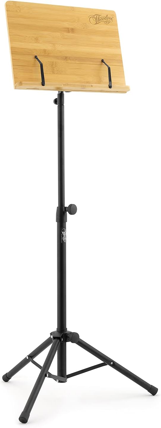 Theodore Bamboo Music Stand Orchestral Desk Stand with Tripod Base
