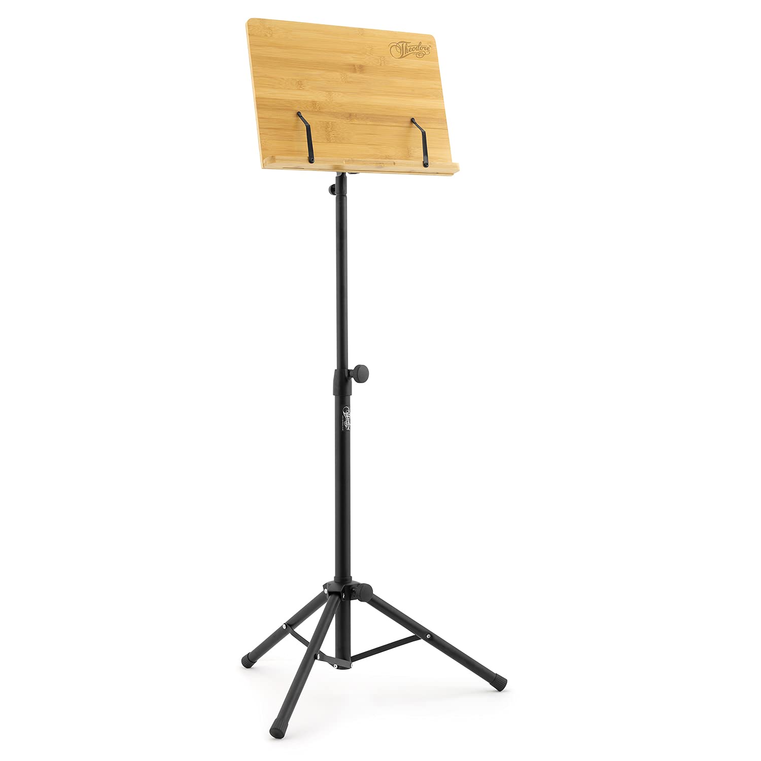 Theodore Bamboo Music Stand - Orchestral Wooden Music Stand, Bamboo Desk Music Holder with Tripod Base