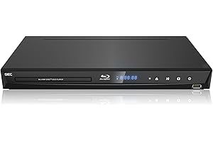 GIEC Blu Ray DVD Player 3D 1080P Blu-ray Player for TV/Projector with 5.1 Channel Output/AV/Optical/Coaxial/HDMI Interface,Support 3D Discs,Support Region A Discs 3D Memory Playback