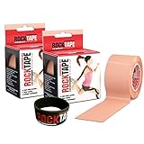 RockTape Kinesiology Tape, 2-Rolls Combo Pack (Beige)