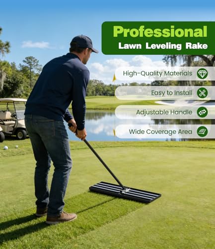 Leveling Rake Lawn Leveler Rake 204 x 76 x 25 cm Lawn Leveler Rake 2 in 1 Heavy Rake for Spreading Soil and Sand Rust Proof Finish for Garden