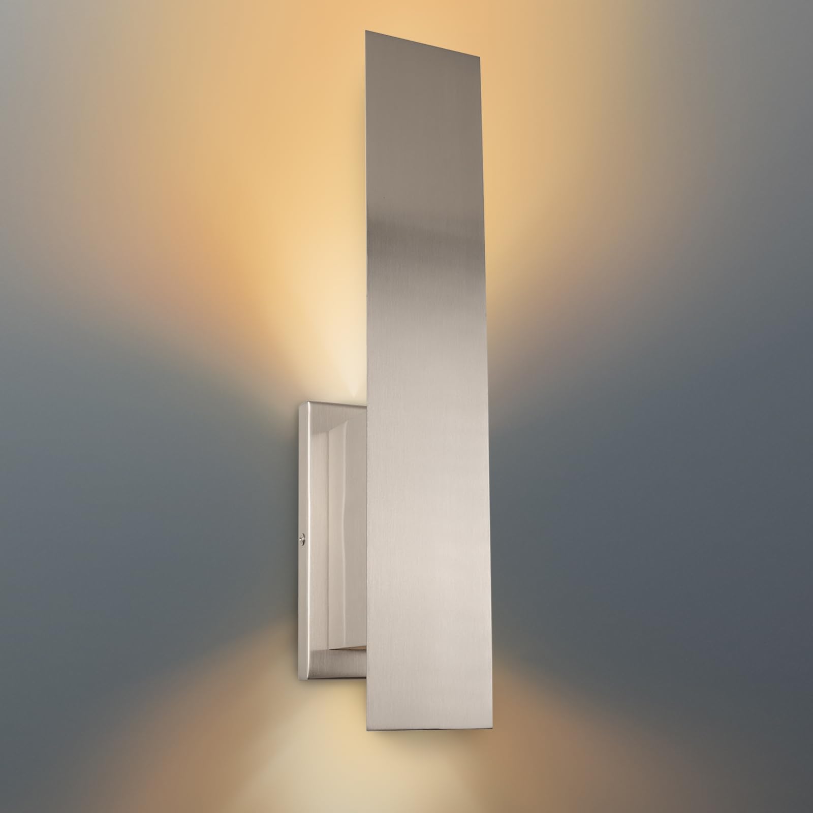 Photo 1 of Edwarmlux Indoor Wall Sconces, Modern Wall Lights, Up and Down Wall Mount Light, Dimmable Hardwired Wall Light for Bedroom, Living Room, Hallway, GU10 Bulbs Excluded (Brushed Nickel)
