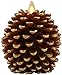 Luminara Pine Cone Candles: 3.5 x 4 Unscented, Battery Operated, Flameless Candles with Timer (Brown) with Gold Accents