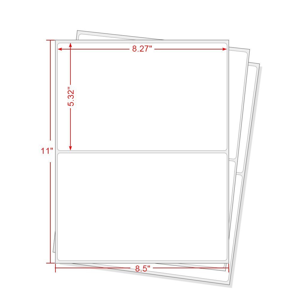 RBHK Half Sheet Self Adhesive Shipping Labels for Laser & Inkjet Printers, 200 Count, Rounded Corner