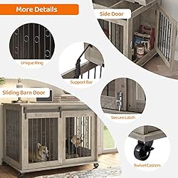 IchbinGo Dog Crate Furniture with Sliding Barn