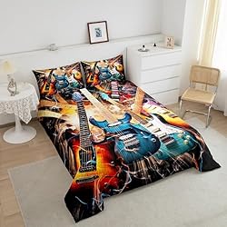 Erosebridal Boys Guitar Comforter Set Twin Size