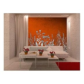 Large Wall Mural - White Flowers on Vintage Red Background | Self-Adhesive Vinyl Wallpaper/Removable Modern Wall Decor - 66x96 inches