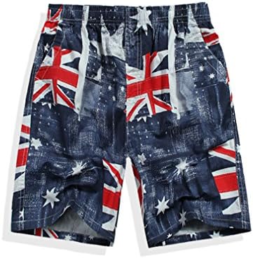 Men's Board Shorts, British Flag Design, Red Large