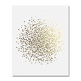 Abstract Dots Gold Foil Art Print Small Poster Cluster of Dots Modern Wall Decor 5 inches x 7 inches A27
