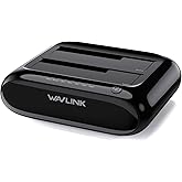 WAVLINK Dual Bay Hard Drive Docking Station - USB 3.0 to SATA I/II/III for 2.5" & 3.5" HDD/SSD with Fixed Bezel, Supports Offline Clone/Duplicator Function, Supports 2x20TB with UASP 6Gbps - Black