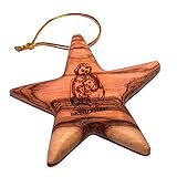 Holy Land Market Star Engraved with Nativity Scene Olive Wood Ornament - 3D (3 Inches)