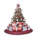 EDLDECCO 48 Inches Christmas Tree Skirt Red and Black Plaid Buffalo Check Double Layers Handicraft Xmas Decoration Holiday Ornaments