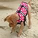 Kuoser Ripstop Dog Life Jacket with Handle Adjustable Reflective Pet Puppy Saver Swimming Water Life Vest Coat Flotation float Aid Buoyancy for Small and Large Dogs,Pink dot M