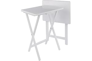 Winsome Alex 2-Piece Snack Table Set, White Finish - Folding TV Tray Tables for Living Room, Compact Storage Design