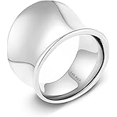 NVWAROCK Wide Statement Band Rings for Women and Men,High 14K Gold Plated Polish Large Thumb Index Full Finger Rinds Size 6-11(Gold and Silver)