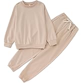 MODNTOGA Big Kid Plain Sweatsuit Set 2PCS Crewneck Sweatshirt and Sweatpants Set for Boys Girls Activewear Fall Winter Outfit