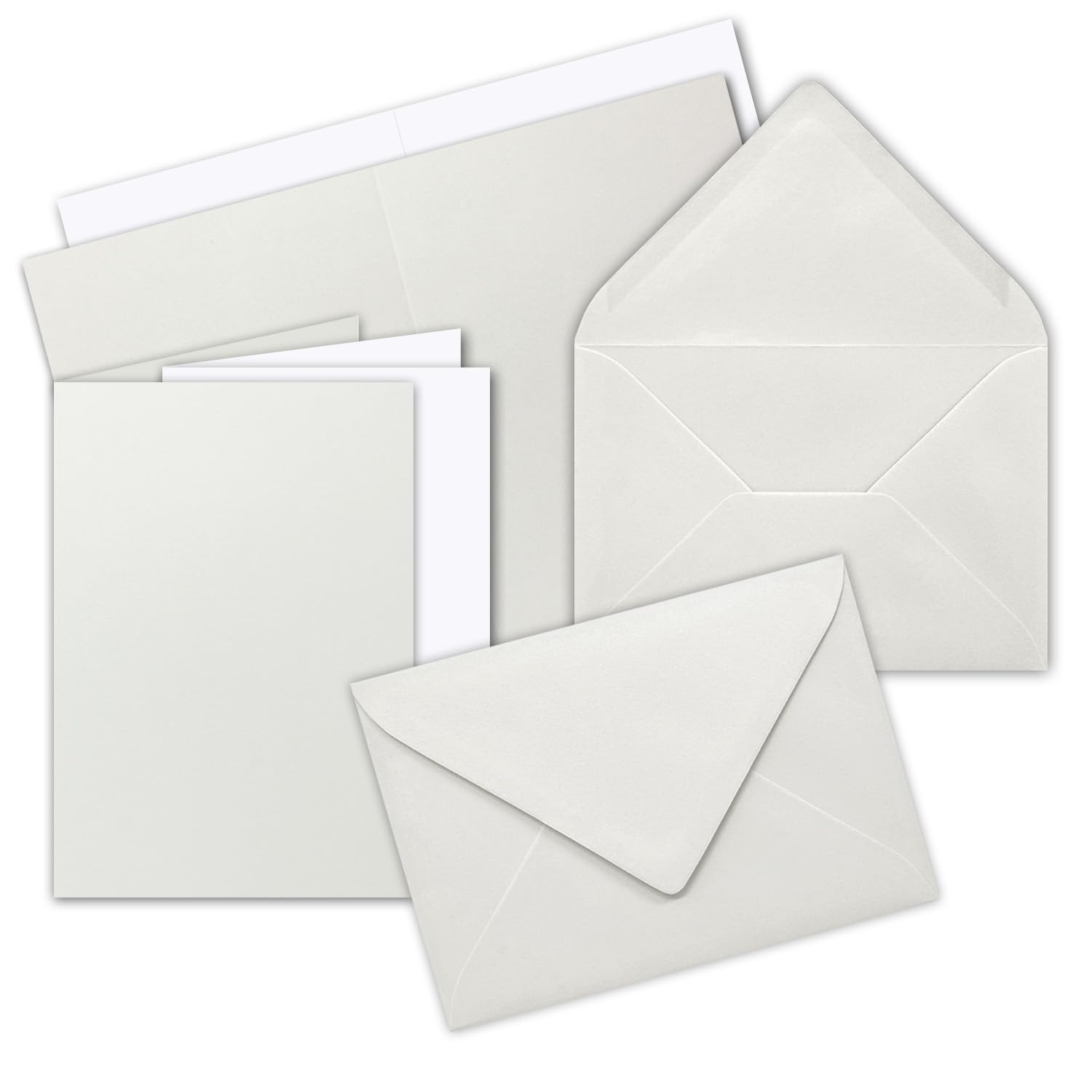 Folded cards, DIN A6 – C6, wet sealing, with inlay 50 Karten-Sets Light grey