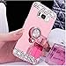 Galaxy S9 Plus Case,Lozeguyc Crystal Rhinestone Mirror Glass Case Bling Diamond Soft Rubber Makeup Case for Samsung Galaxy S9 Plus with Detachable 360 Degree Ring Stand--Rose Gold