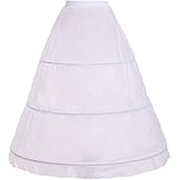 BLESSUME Victorian 3 Hoop Petticoat (White petticoat, One Size(Waist Around : About 70cm/27.6''))